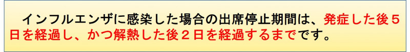 インフルエンザ出席停止期間