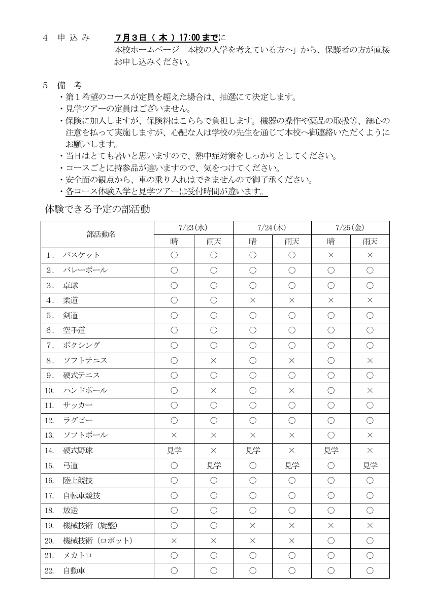 松山工業高等学校体験入学実施要領.pdfの2ページ目のサムネイル