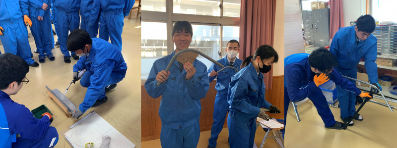 合成樹脂管と金属管の曲げ作業