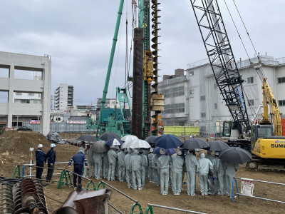 松山南高校本館新築工事 現場見学の様子①
